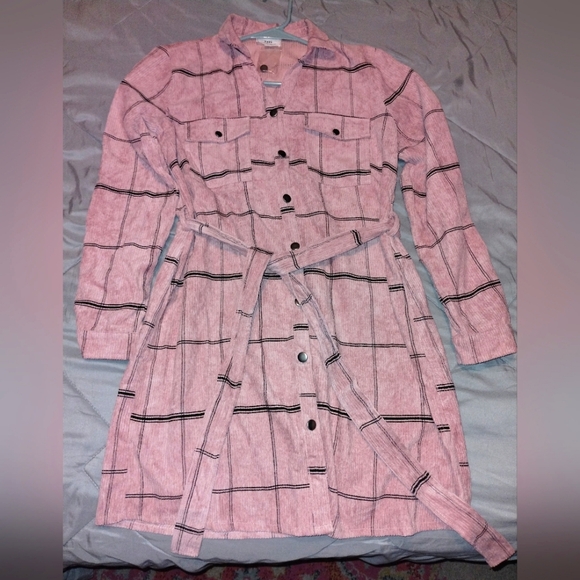 Have Dresses & Skirts - Pink Plaid Dress/Button-Up Shacket